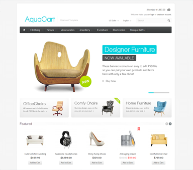 AquaCart - a Premium, Responsive Opencart template